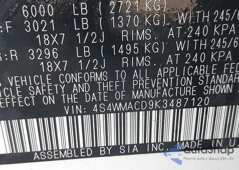 2019 Subaru Ascent Premium from USA, damaged, VIN 4S4WMACD9K3487120